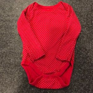 Tea Collection red pin dot long sleeve bodysuit